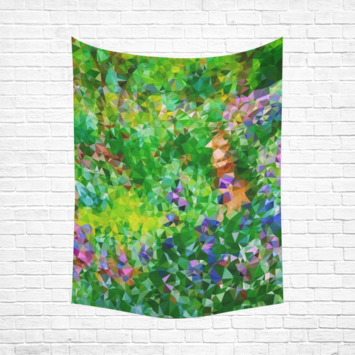 Geometric Triangles Floral Garden after Monet Cotton Linen Wall Tapestry 60"x 80"