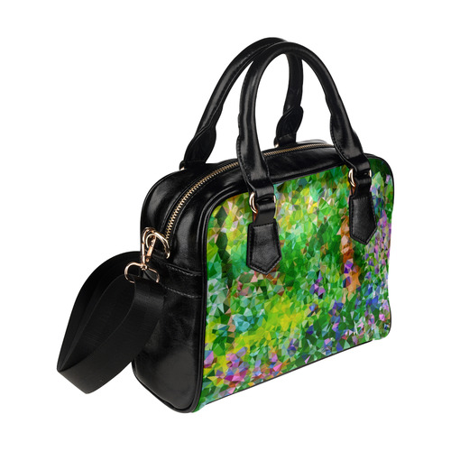 Geometric Triangles Floral Garden after Monet Shoulder Handbag (Model 1634)