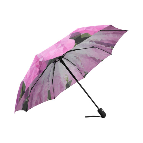 Pink Flower Floral Geometric Triangles Auto-Foldable Umbrella (Model U04)