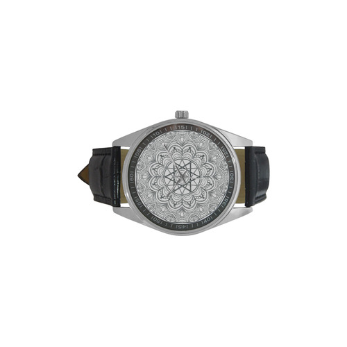 mandala 3D-20 Men's Casual Leather Strap Watch(Model 211)