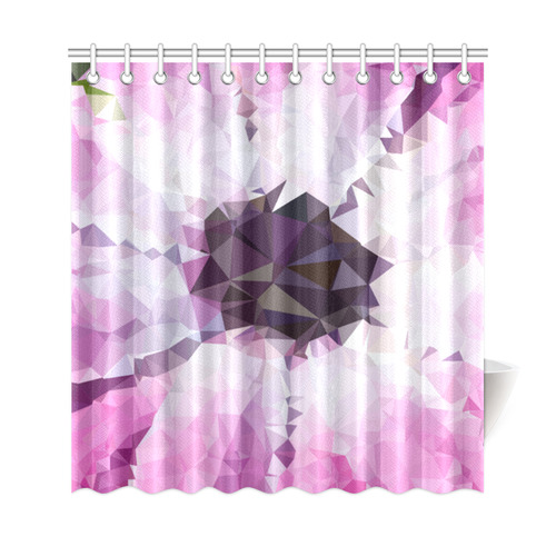 Pink Flower Floral Geometric Triangles Shower Curtain 69"x72"