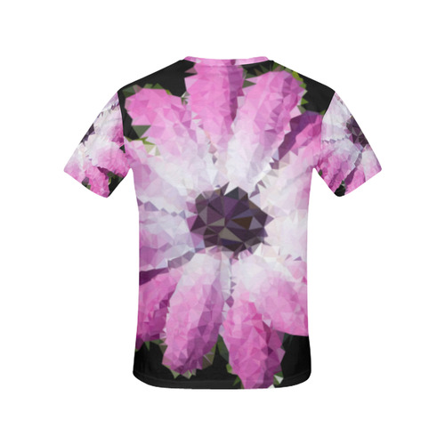 Pink Flower Floral Geometric Triangles All Over Print T-Shirt for Women (USA Size) (Model T40)