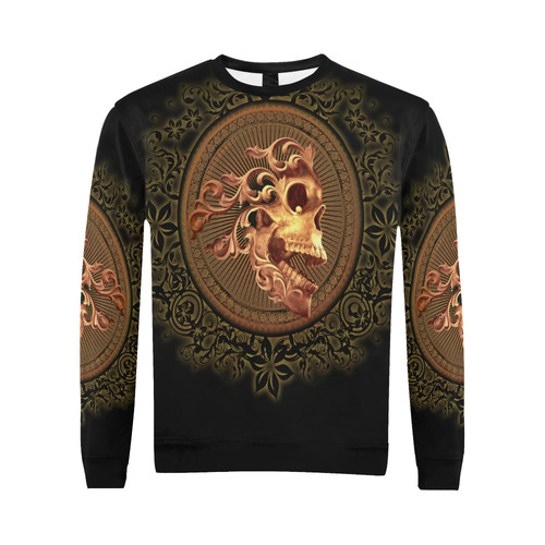 Amazing skull with floral elements All Over Print Crewneck Sweatshirt for Men/Large (Model H18)