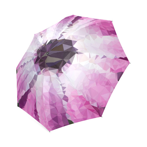 Pink Flower Floral Geometric Triangles Foldable Umbrella (Model U01)