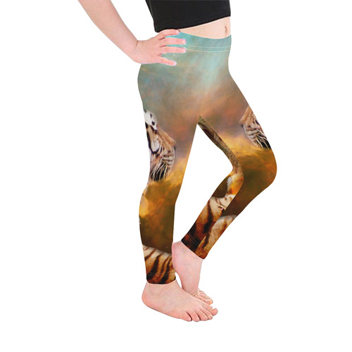 Tiger and Nebula Kid's Ankle Length Leggings (Model L06)