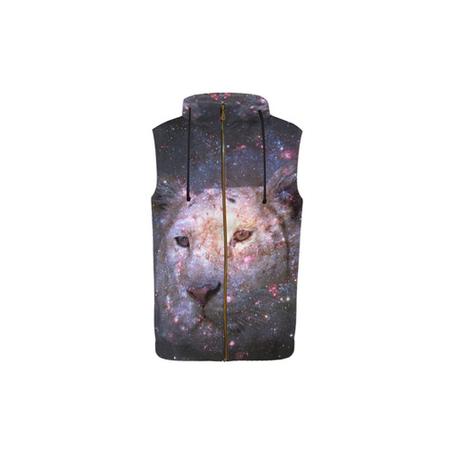 Tiger and Galaxy All Over Print Sleeveless Zip Up Hoodie for Kid (Model H16)