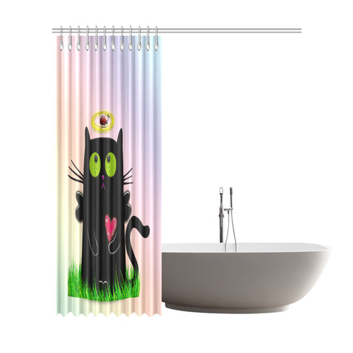 angelic cat and the ladybug Shower Curtain 72"x84"
