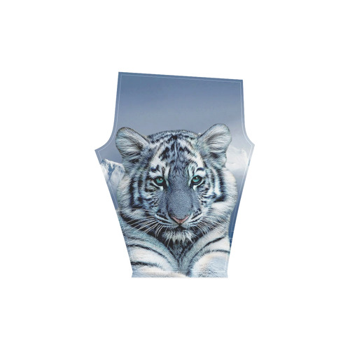 Blue White Tiger Women's Low Rise Capri Leggings (Invisible Stitch) (Model L08)