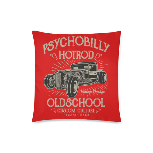 Psychobilly Hotrod Red Custom Zippered Pillow Case 18"x18"(Twin Sides)