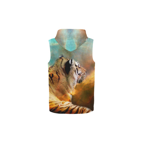 Tiger and Nebula All Over Print Sleeveless Zip Up Hoodie for Kid (Model H16)