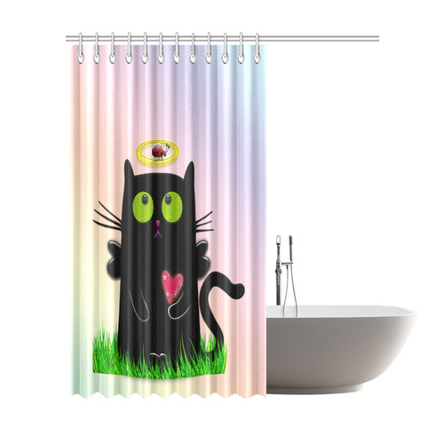 angelic cat and the ladybug Shower Curtain 72"x84"