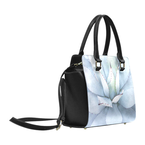 Succulent  Blue Green Nature Vector Art Classic Shoulder Handbag (Model 1653)