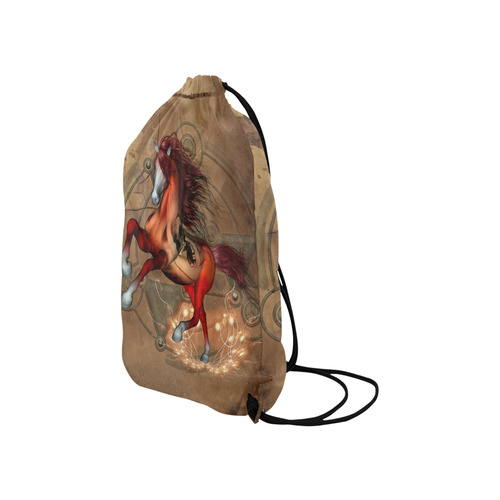 Wonderful horse with skull, red colors Small Drawstring Bag Model 1604 (Twin Sides) 11"(W) * 17.7"(H)