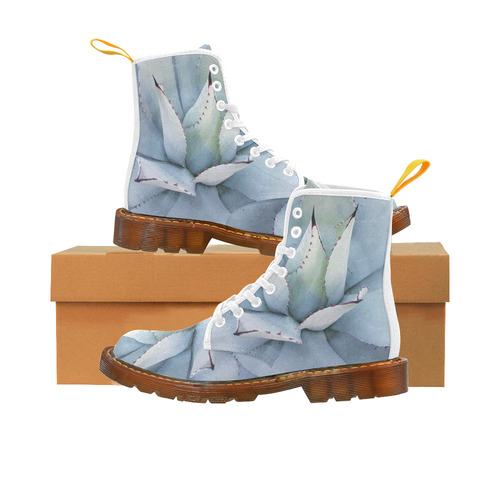 Succulent  Blue Green Nature Vector Art Martin Boots For Women Model 1203H