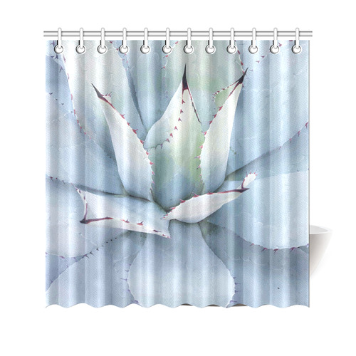 Succulent  Blue Green Nature Vector Art Shower Curtain 69"x70"