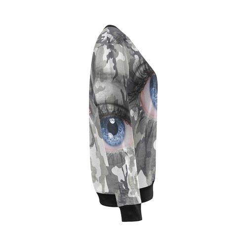 Urban camouflage on human face All Over Print Crewneck Sweatshirt for Women (Model H18)