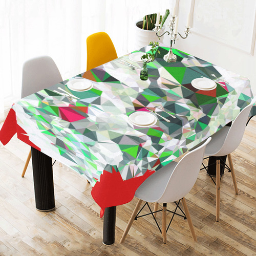 Christmas Tree Low Poly Geometric Triangles Cotton Linen Tablecloth 60" x 90"