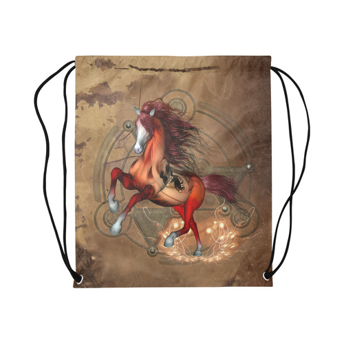 Wonderful horse with skull, red colors Large Drawstring Bag Model 1604 (Twin Sides)  16.5"(W) * 19.3"(H)