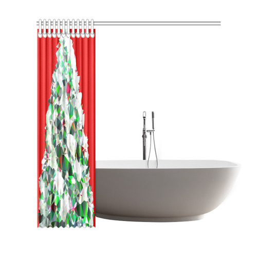 Christmas Tree Low Poly Geometric Triangles Shower Curtain 69"x72"