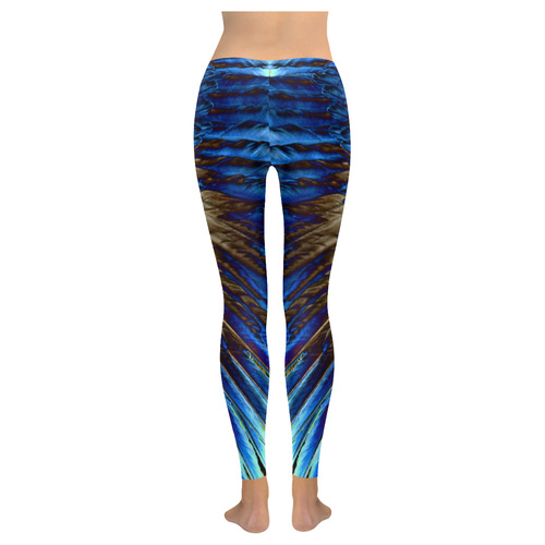 Wings Blue Women's Low Rise Leggings (Invisible Stitch) (Model L05)