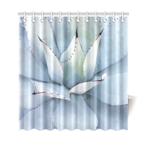 Succulent  Blue Green Nature Vector Art Shower Curtain 69"x72"