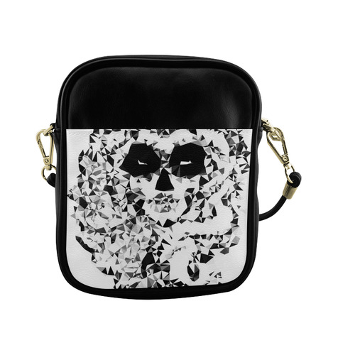 Sugar Skull Black White Low Poly Geometric Sling Bag (Model 1627)