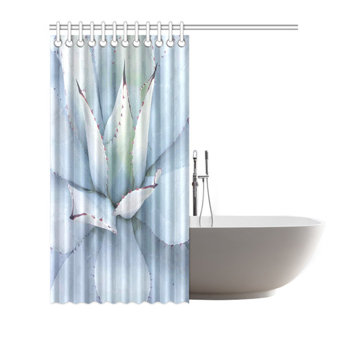 Succulent  Blue Green Nature Vector Art Shower Curtain 72"x72"