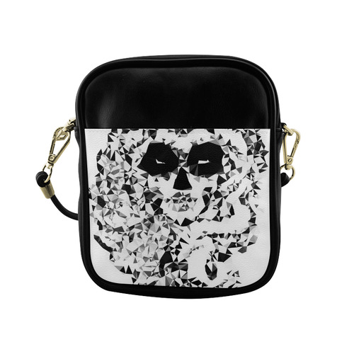 Sugar Skull Black White Low Poly Geometric Sling Bag (Model 1627)