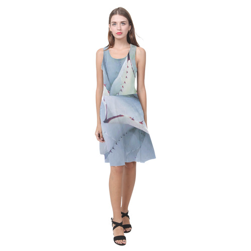 Succulent  Blue Green Nature Vector Art Atalanta Casual Sundress(Model D04)