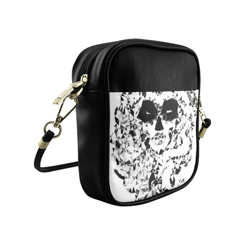 Sugar Skull Black White Low Poly Geometric Sling Bag (Model 1627)