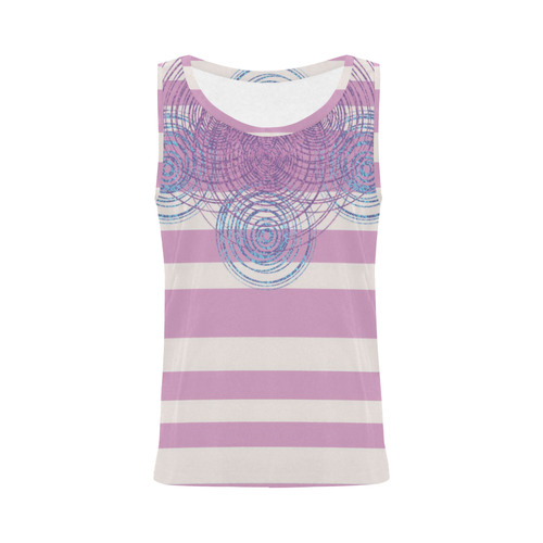 Tropical Violet Paisley Stripe Lace Tank All Over Print Tank Top for Women (Model T43)