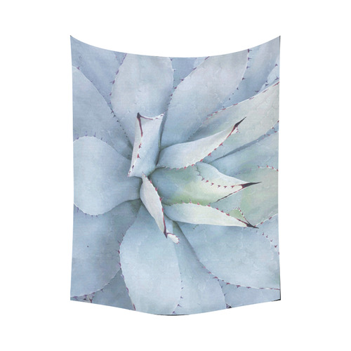 Succulent  Blue Green Nature Vector Art Cotton Linen Wall Tapestry 80"x 60"