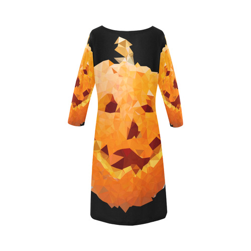 Halloween Pumpkin Low Poly Geometric Round Collar Dress (D22)