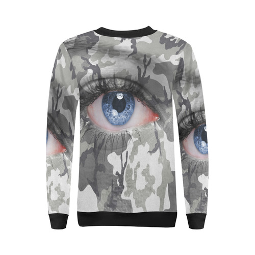 Urban camouflage on human face All Over Print Crewneck Sweatshirt for Women (Model H18)