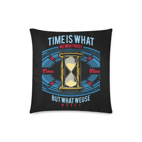 Time Modern Black Custom Zippered Pillow Case 18"x18"(Twin Sides)