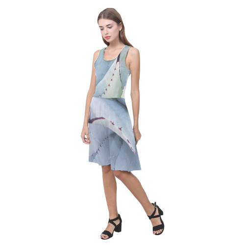 Succulent  Blue Green Nature Vector Art Atalanta Casual Sundress(Model D04)