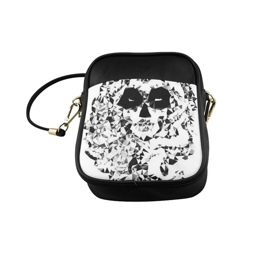 Sugar Skull Black White Low Poly Geometric Sling Bag (Model 1627)