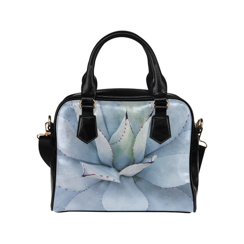 Succulent  Blue Green Nature Vector Art Shoulder Handbag (Model 1634)