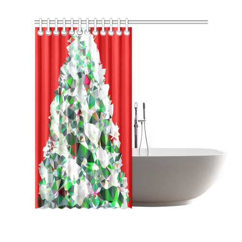 Christmas Tree Low Poly Geometric Triangles Shower Curtain 69"x70"