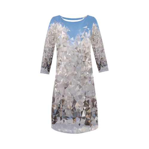 Trees in Snow Winter Geometric Landscape Round Collar Dress (D22)