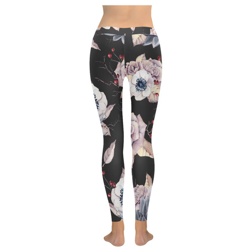 Halloween Floral Women's Low Rise Leggings (Invisible Stitch) (Model L05)