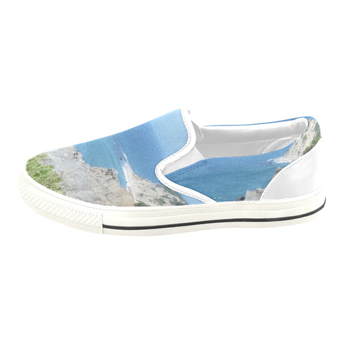 Block Island Bluffs - Block Island, Rhode Island Women's Slip-on Canvas Shoes/Large Size (Model 019)