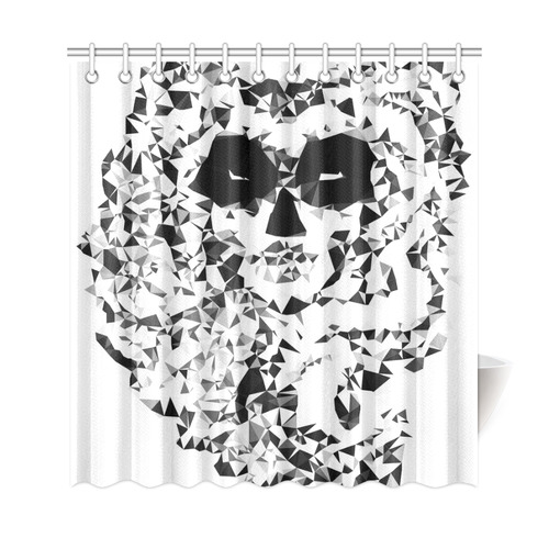 Sugar Skull Black White Low Poly Geometric Shower Curtain 69"x72"