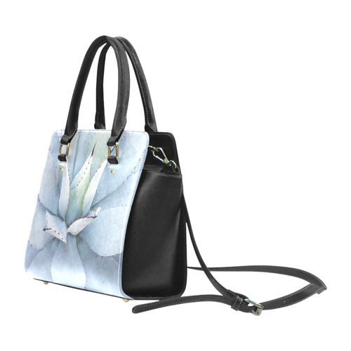 Succulent  Blue Green Nature Vector Art Classic Shoulder Handbag (Model 1653)