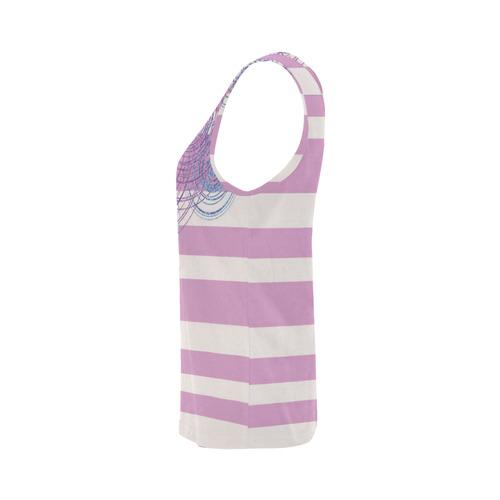 Tropical Violet Paisley Stripe Lace Tank All Over Print Tank Top for Women (Model T43)