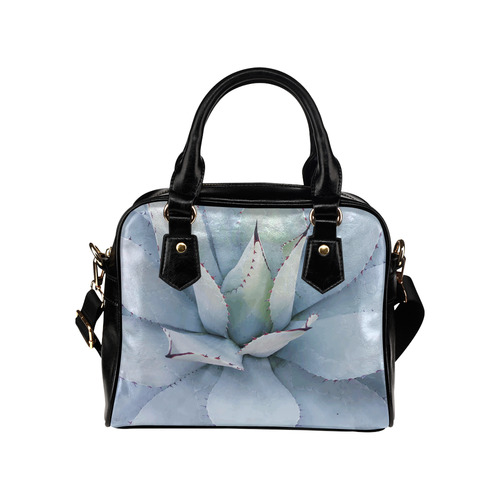Succulent  Blue Green Nature Vector Art Shoulder Handbag (Model 1634)