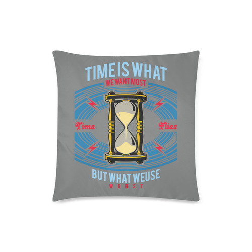 Time Modern Dark Grey Custom Zippered Pillow Case 18"x18"(Twin Sides)