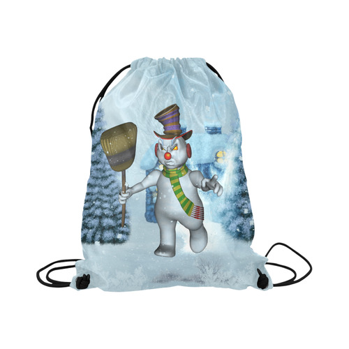 Funny grimly snowman Large Drawstring Bag Model 1604 (Twin Sides)  16.5"(W) * 19.3"(H)