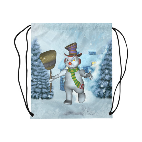 Funny grimly snowman Large Drawstring Bag Model 1604 (Twin Sides)  16.5"(W) * 19.3"(H)
