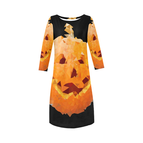 Halloween Pumpkin Low Poly Geometric Round Collar Dress (D22)